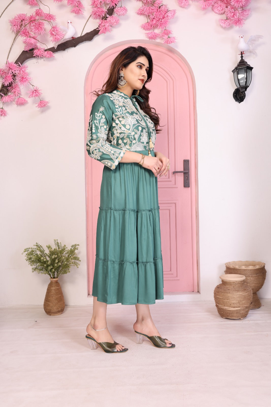 Women Premium Gazzi Silk Embroidered Fancy  1pcDress