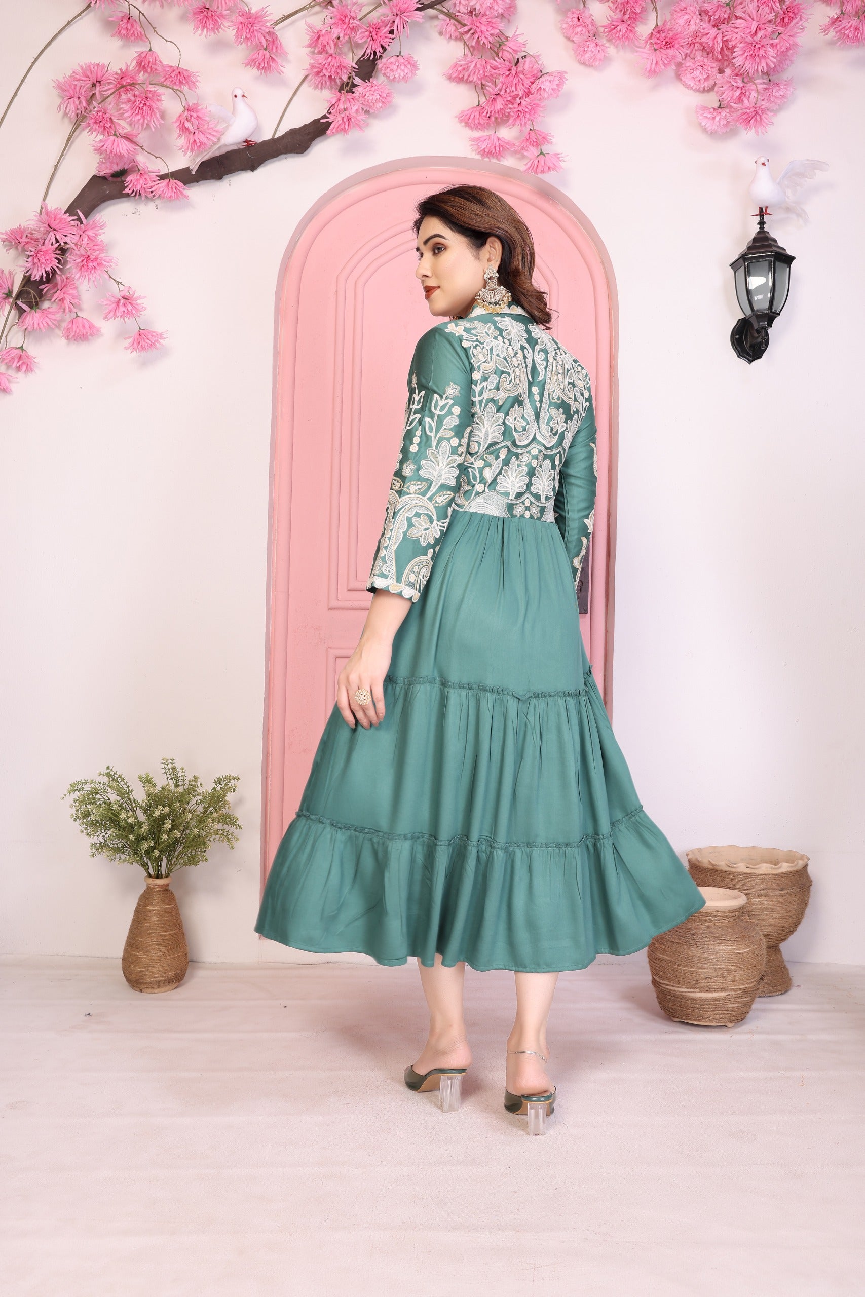 Women Premium Gazzi Silk Embroidered Fancy  1pcDress