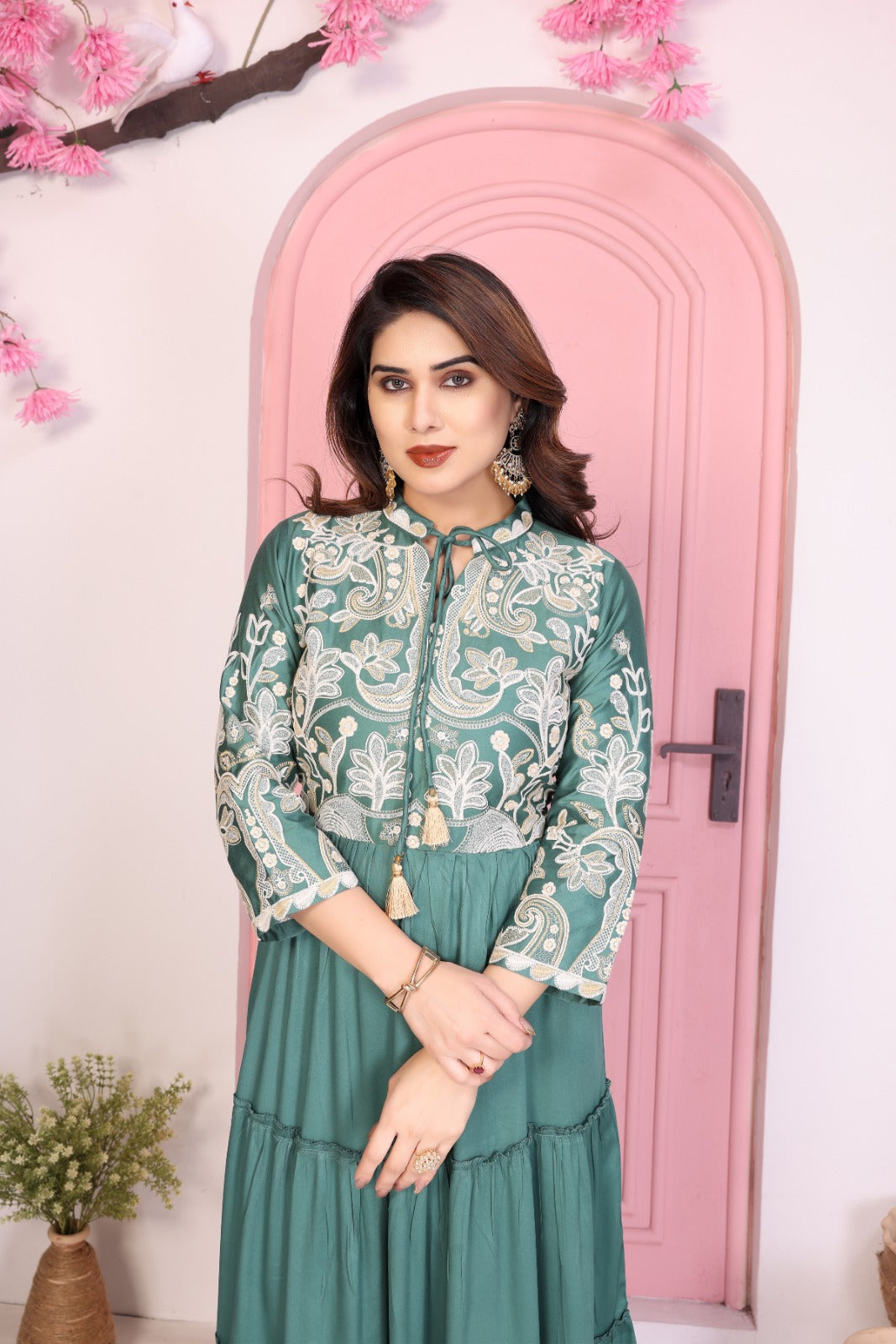 Women Premium Gazzi Silk Embroidered Fancy  1pcDress