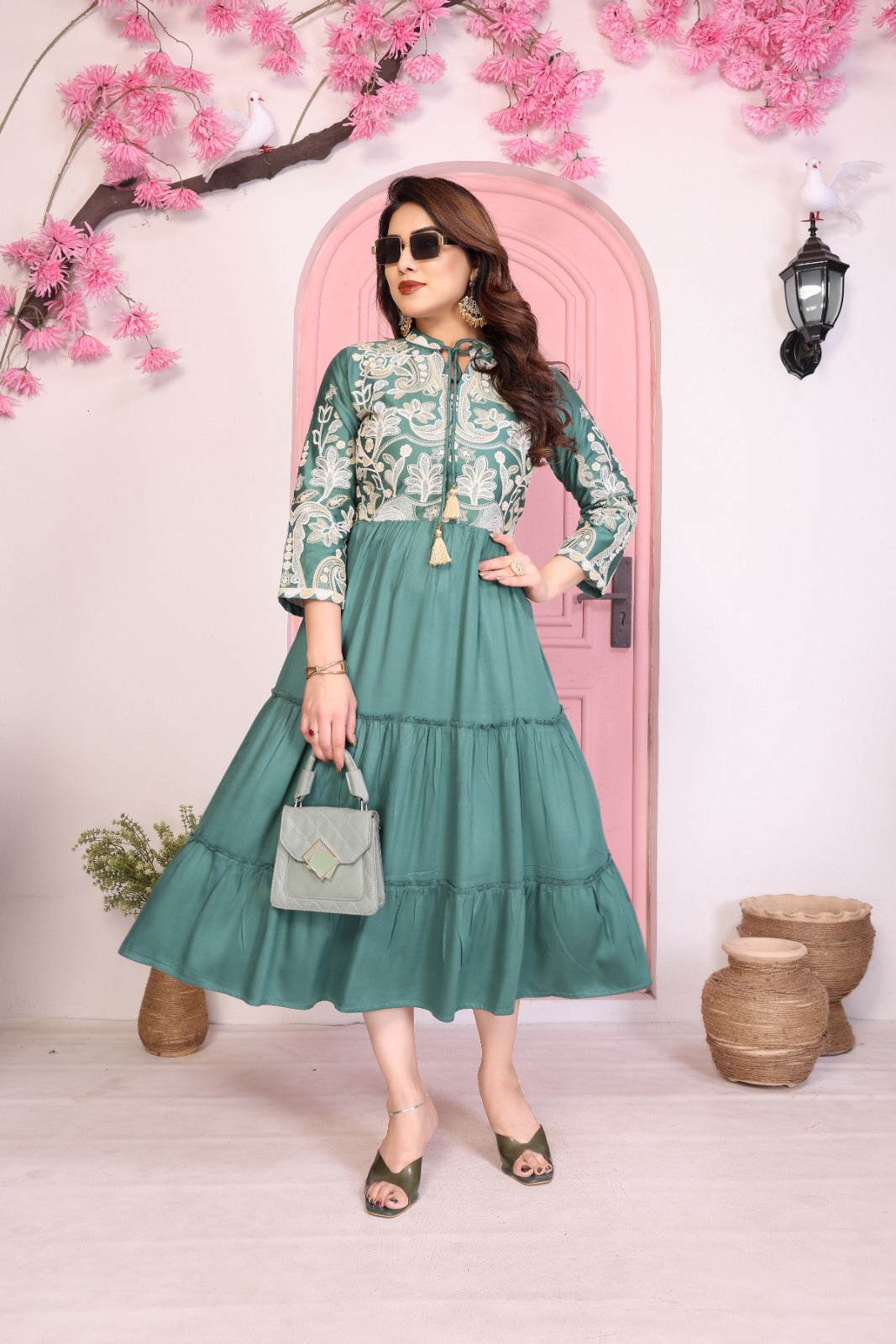 Women Premium Gazzi Silk Embroidered Fancy  1pcDress