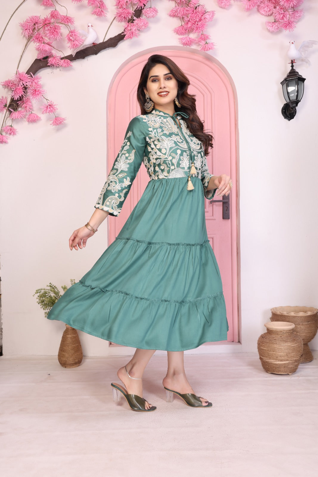 Women Premium Gazzi Silk Embroidered Fancy  1pcDress