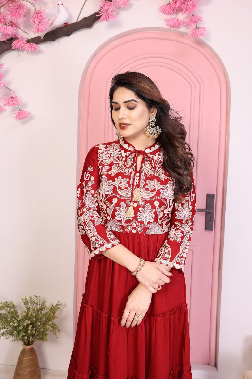 Women Premium Gazzi Silk Embroidered Fancy  1pcDress