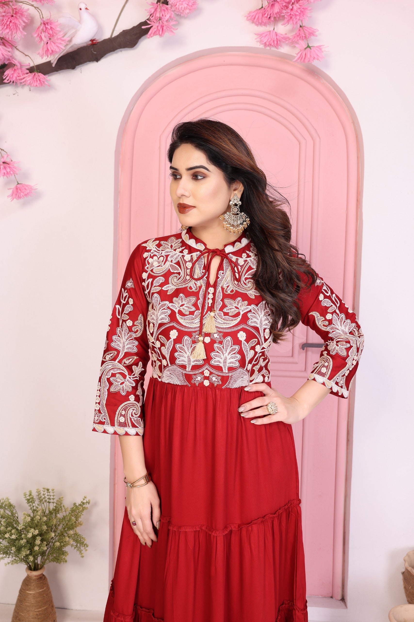 Women Premium Gazzi Silk Embroidered Fancy  1pcDress