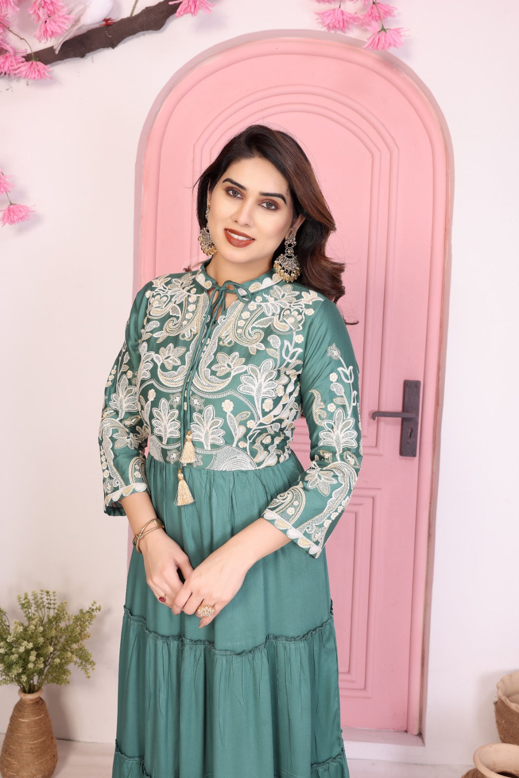 Women Premium Gazzi Silk Embroidered Fancy  1pcDress