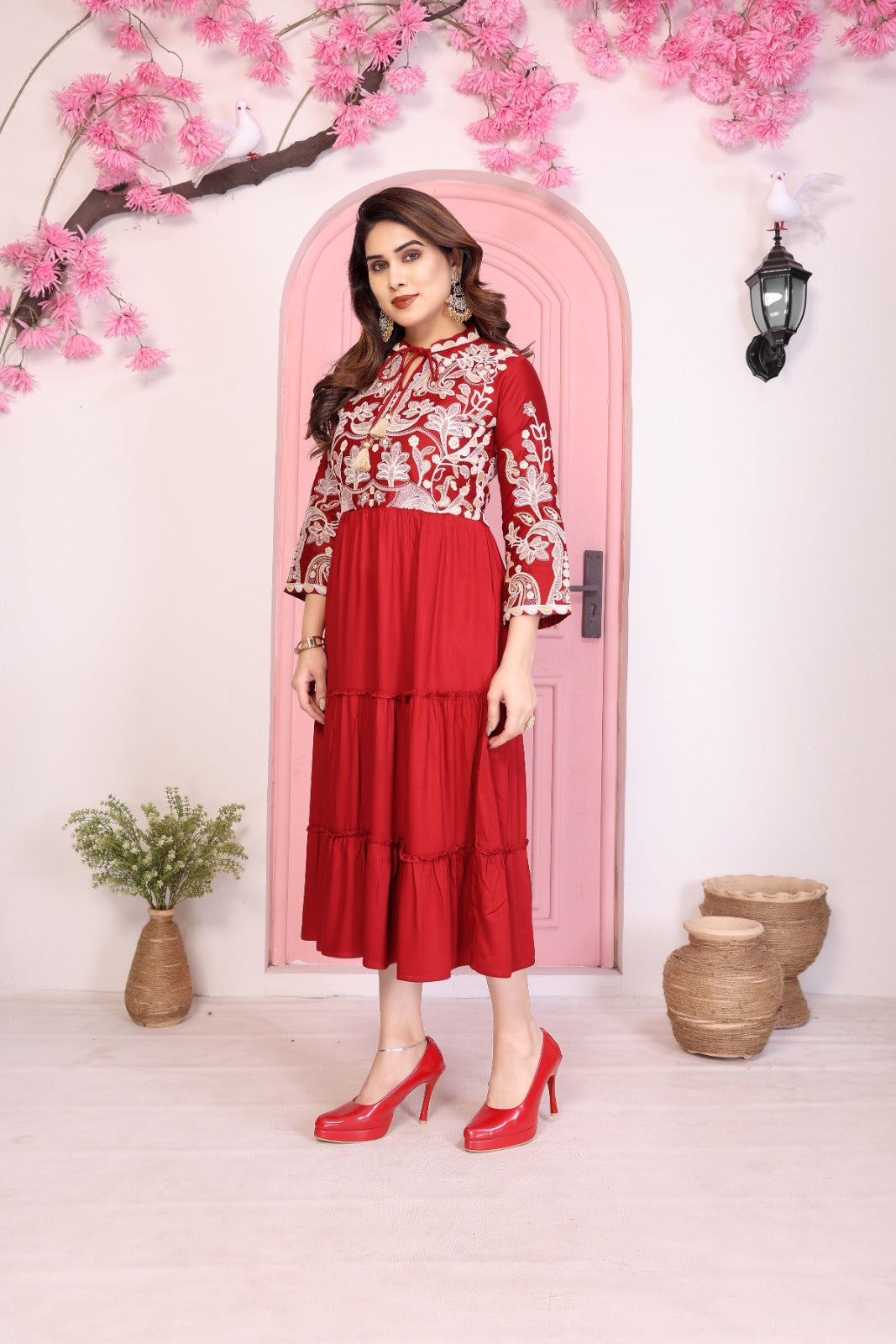 Women Premium Gazzi Silk Embroidered Fancy  1pcDress