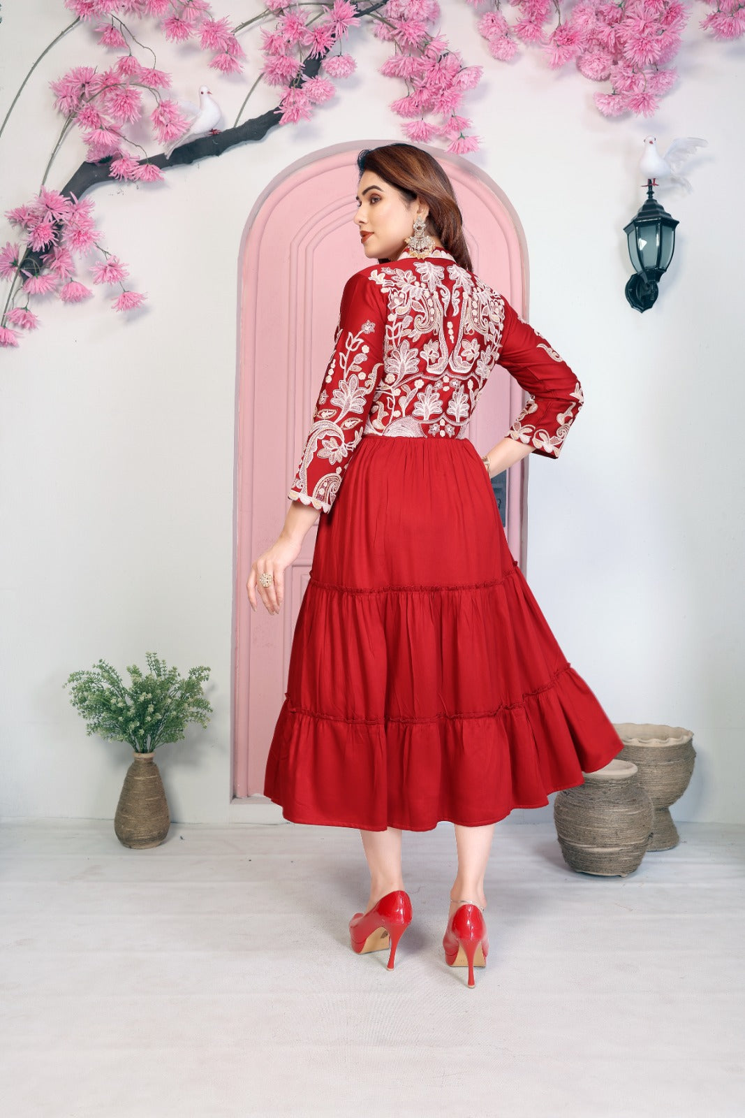 Women Premium Gazzi Silk Embroidered Fancy  1pcDress