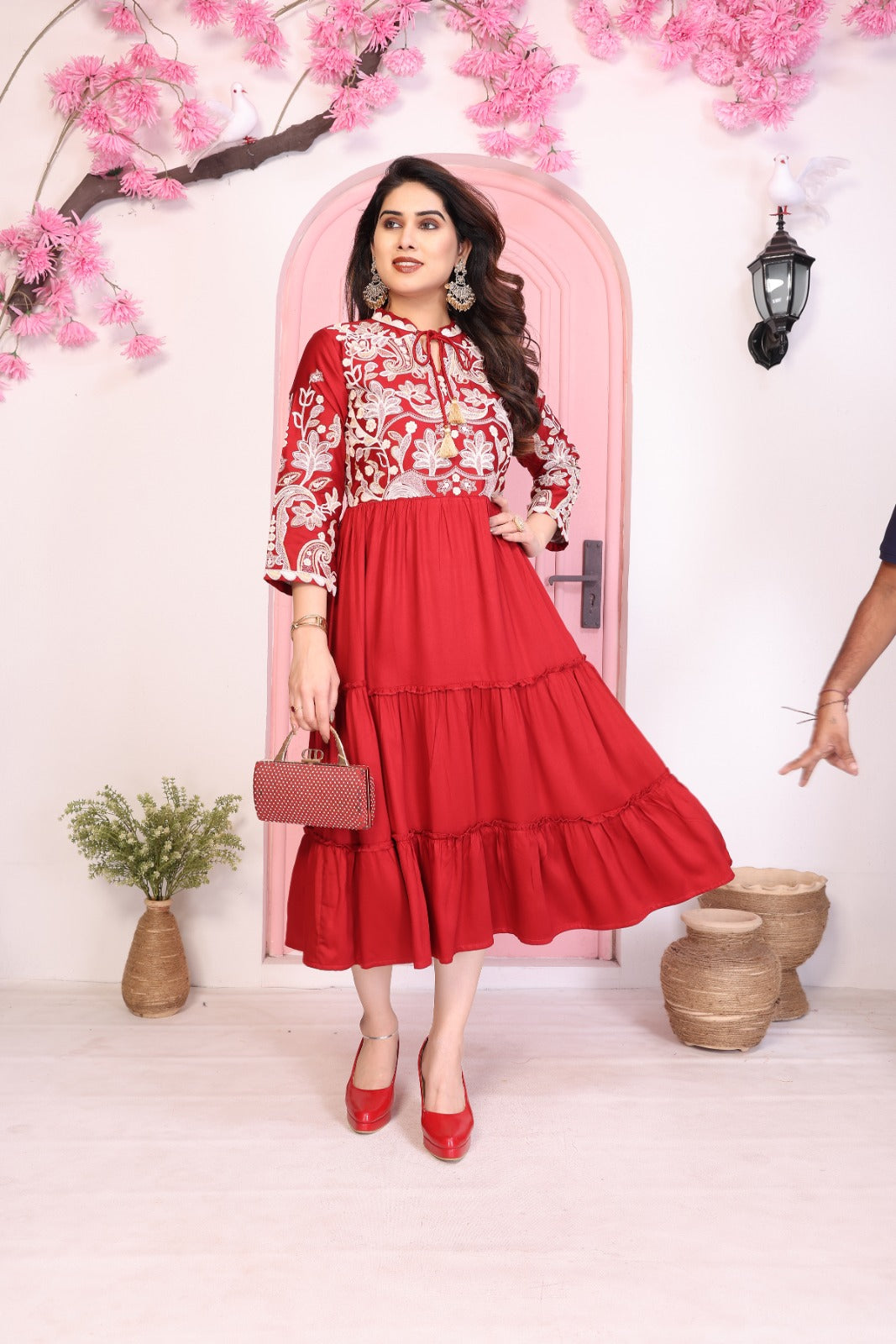 Women Premium Gazzi Silk Embroidered Fancy  1pcDress