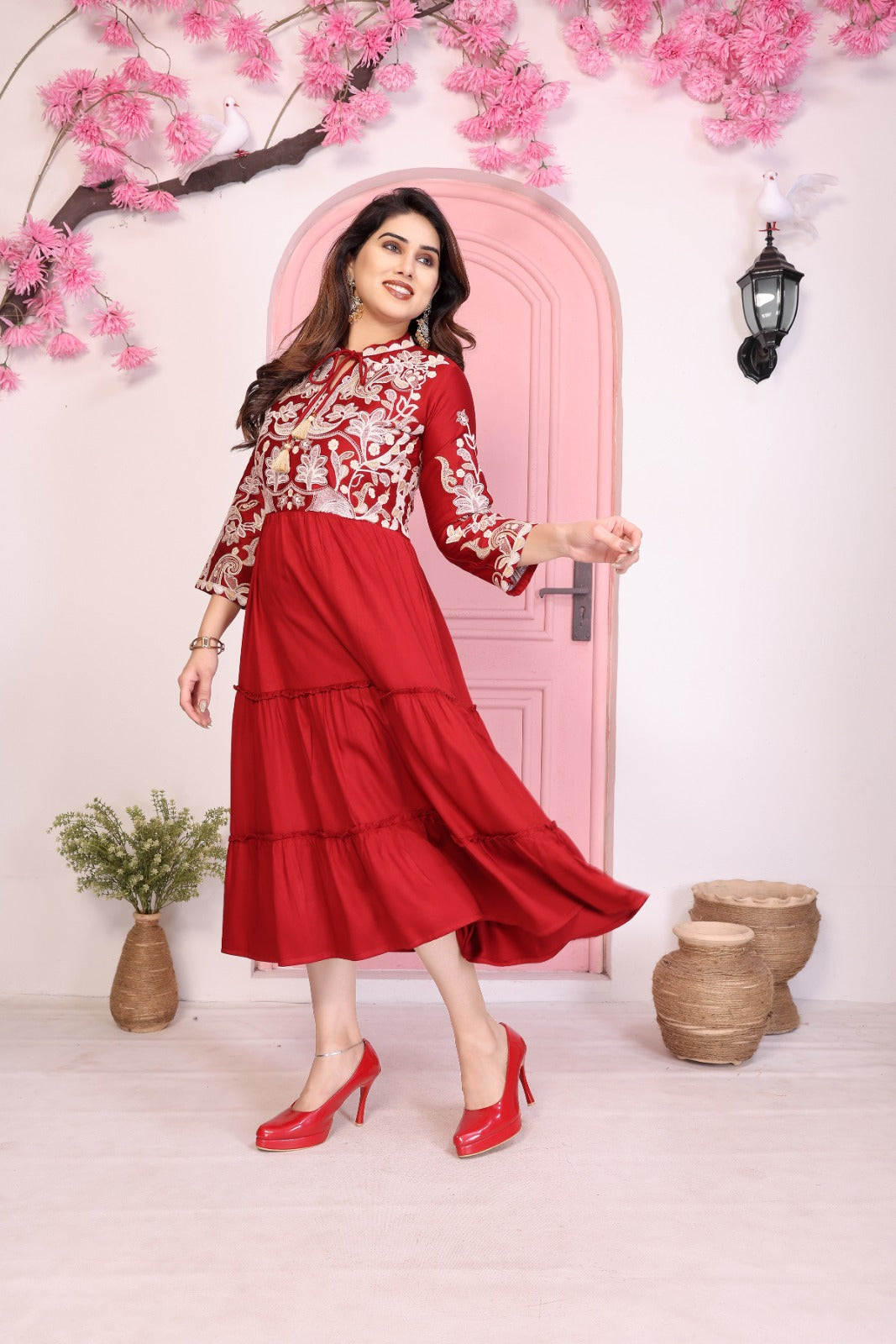 Women Premium Gazzi Silk Embroidered Fancy  1pcDress