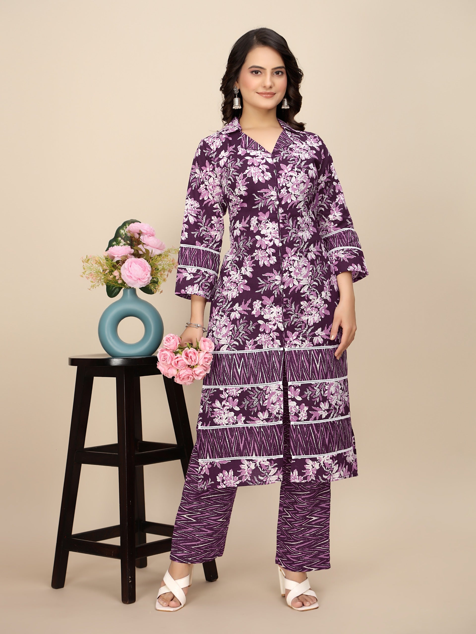 Women Premium Cotton Kurti Pant Set