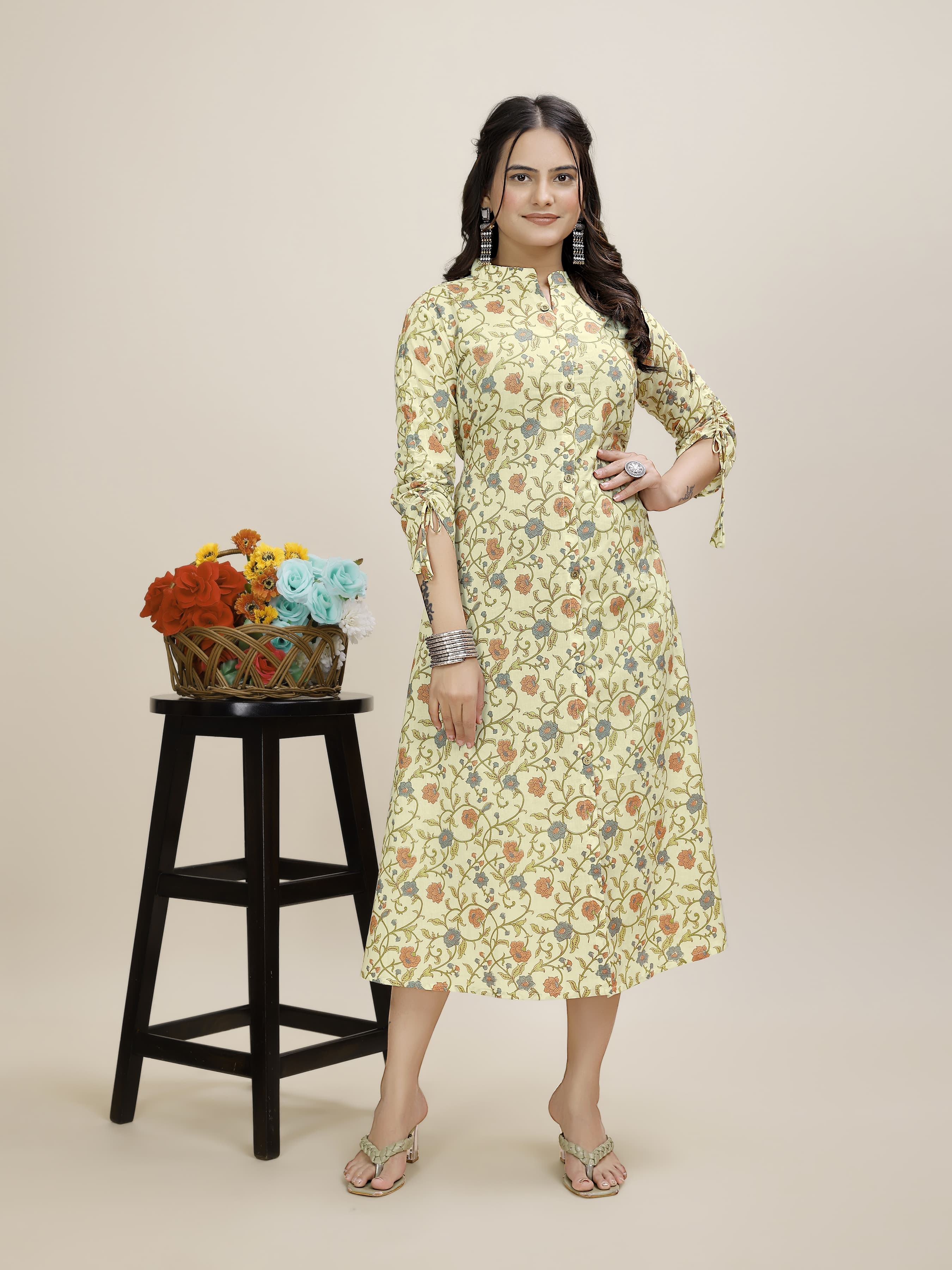 Women premium Cotton Midi Dress