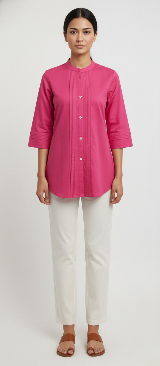 Women Premium Rani Pleated  Gazzi Silk Tunic Short Top