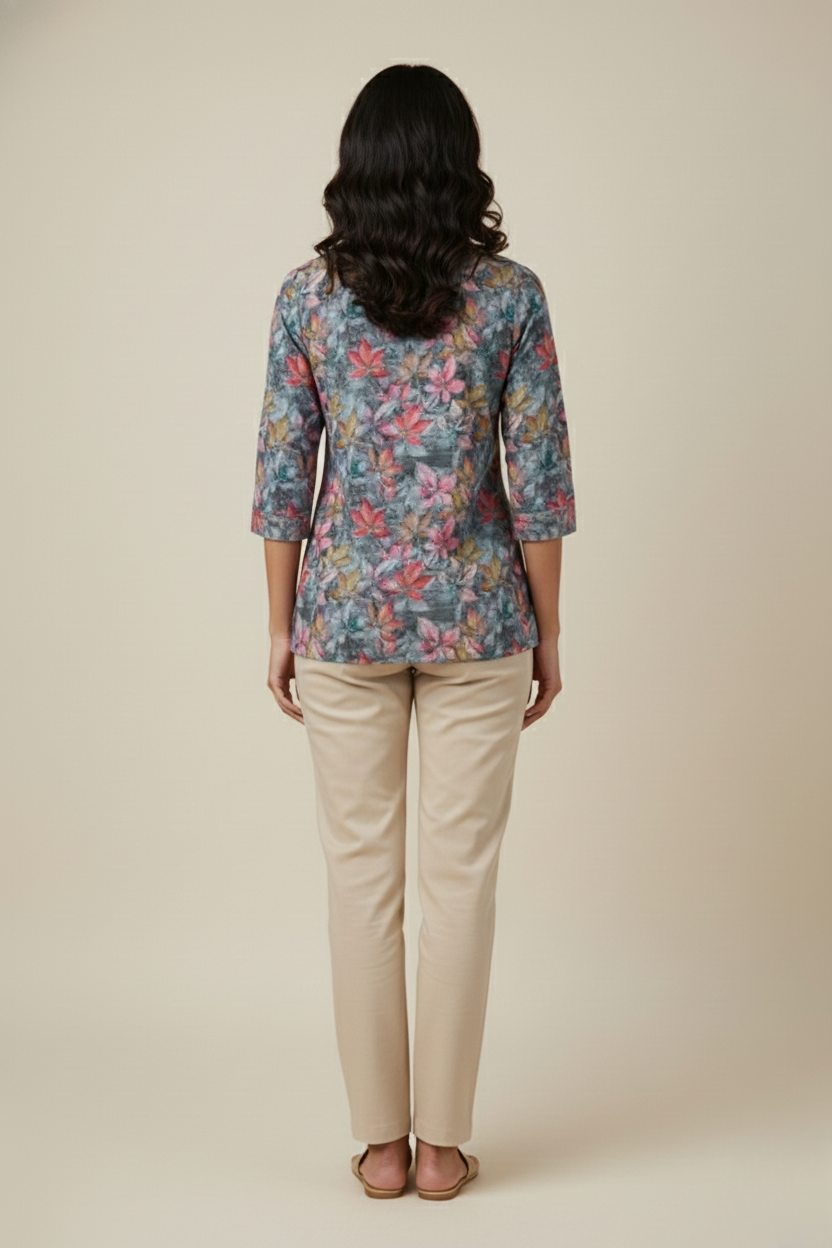 Women Premium Garden PC Cotton Linen Printed Tunic