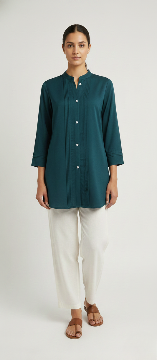 Women Premium More Pitch Pleated Gazzi Silk Tunic Short Top