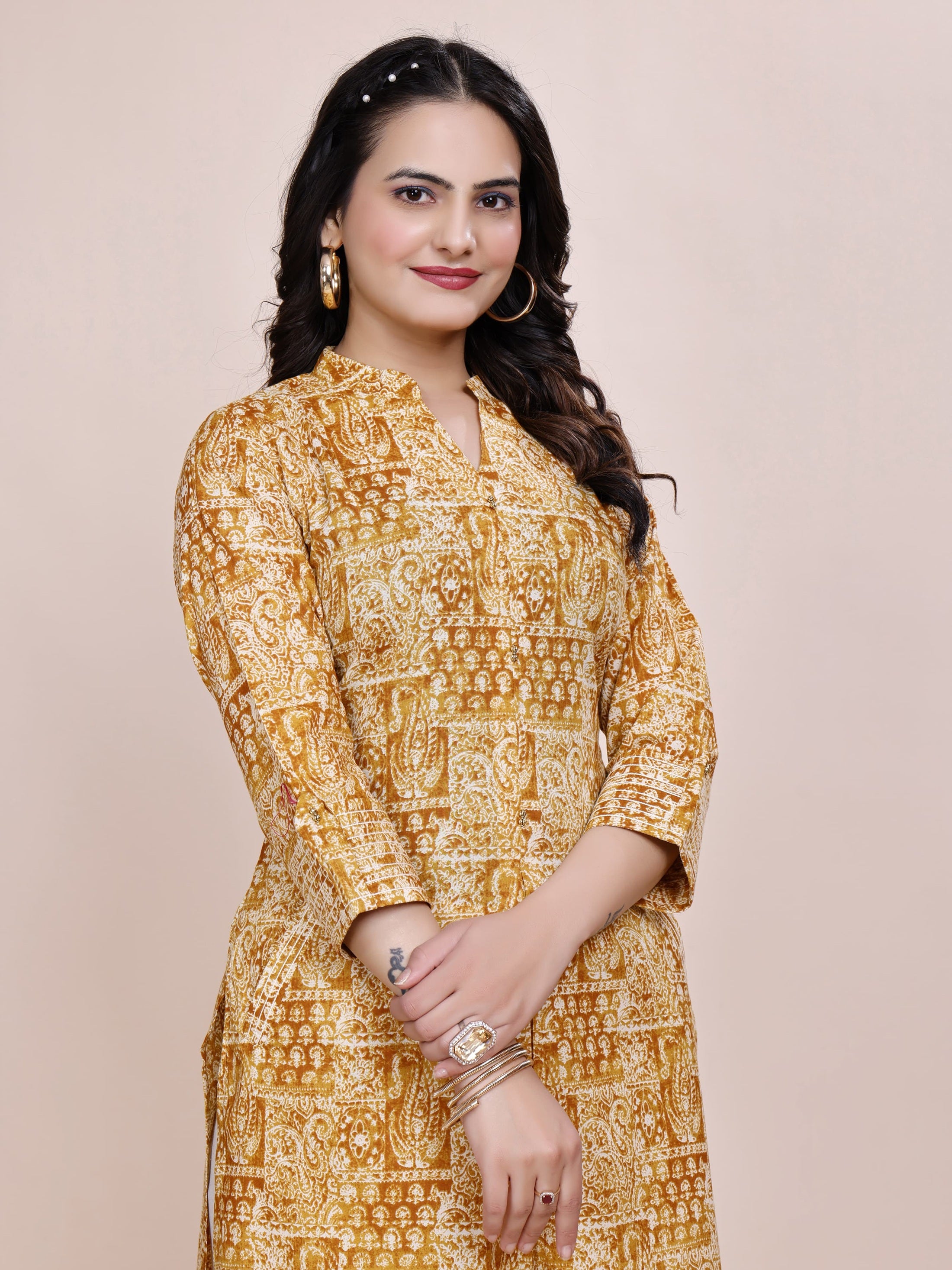 Women Premium Cotton Geometric Kurti