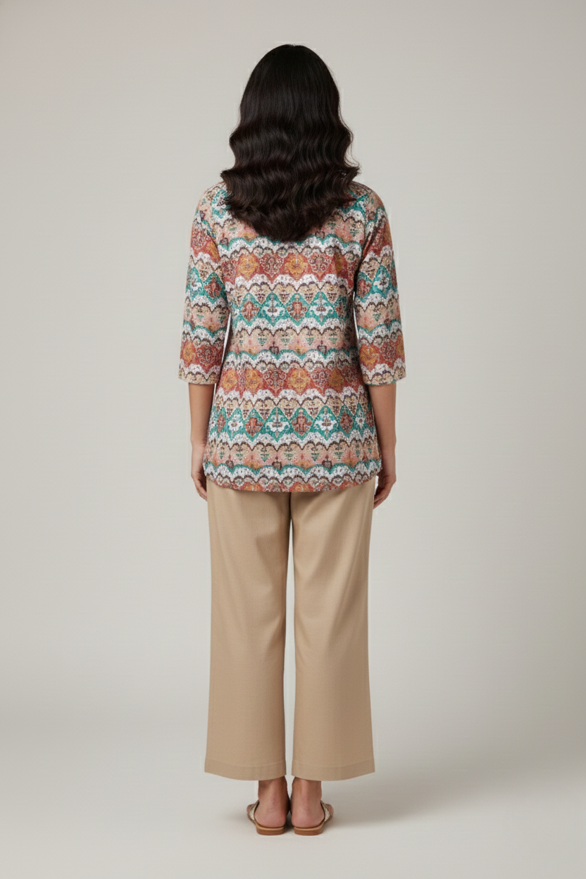 Women Premium Traditional Mughal PC Cotton Linen Printed Tunic