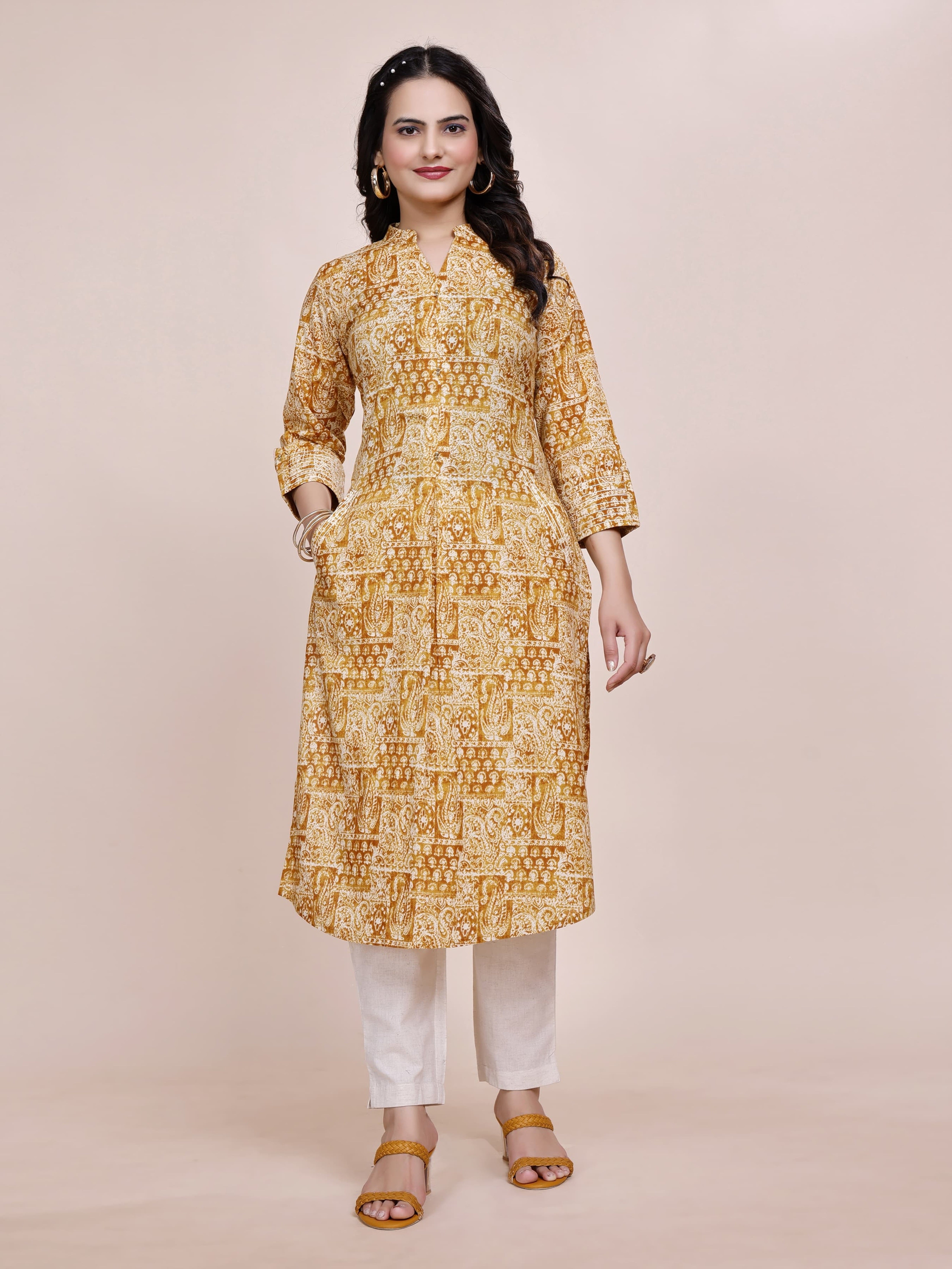 Women Premium Cotton Geometric Kurti